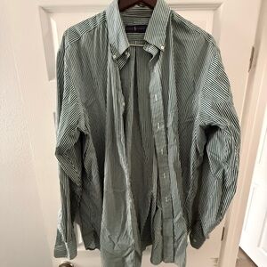 Ralph Lauren Men's Green Striped Button Down Shirt